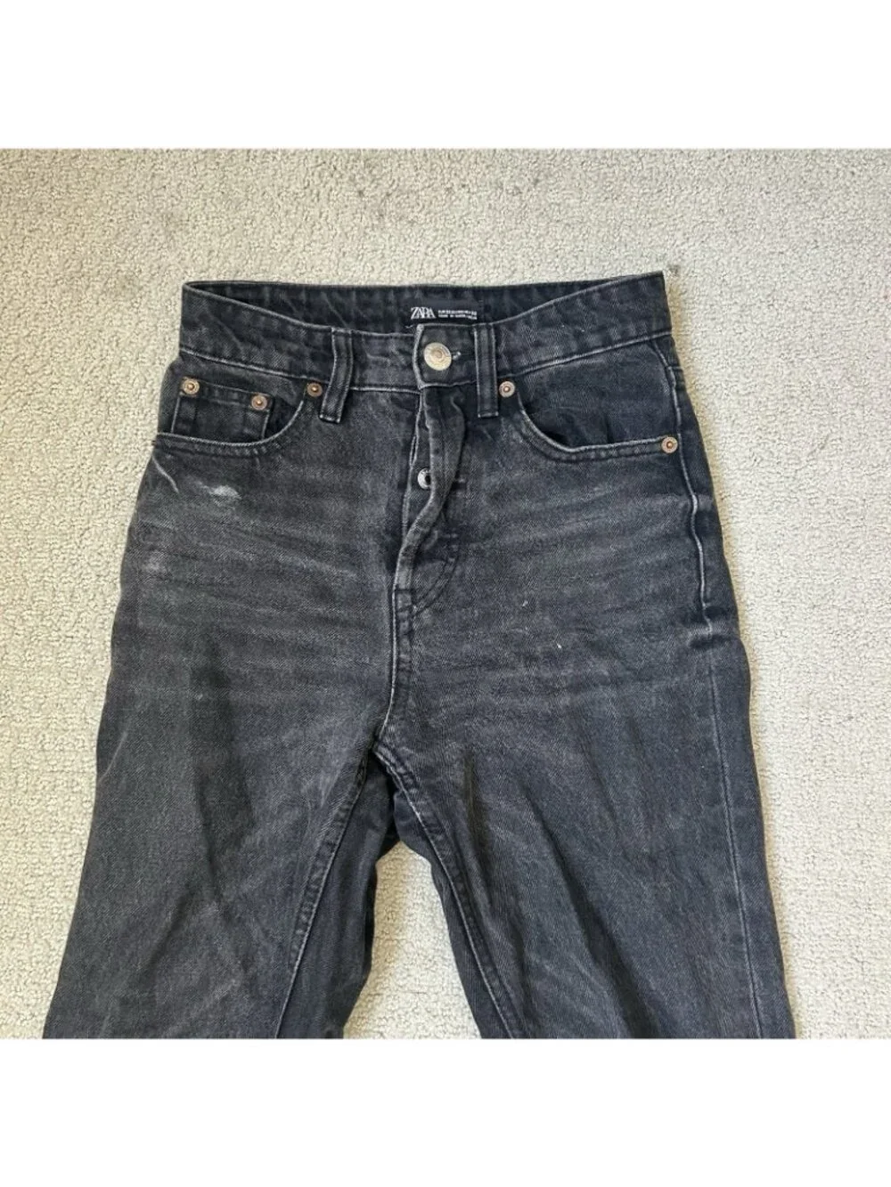 Zara Womens Skinny Jeans Black Stretch Denim High Rise Button Fly Size 00